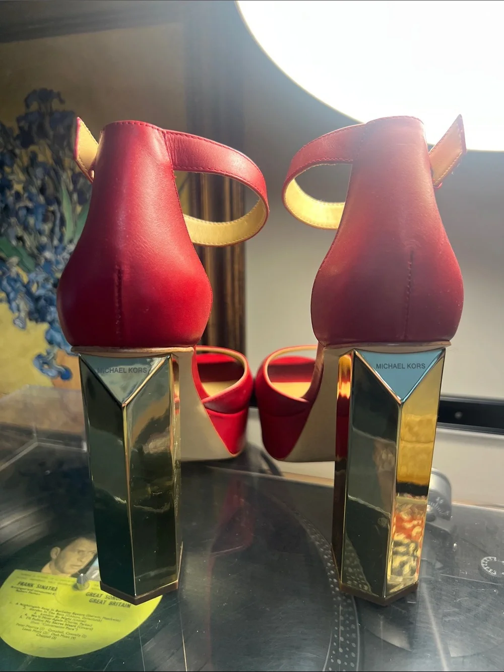 MICHAEL KORS Red Platform Ankle-Strap Sandals